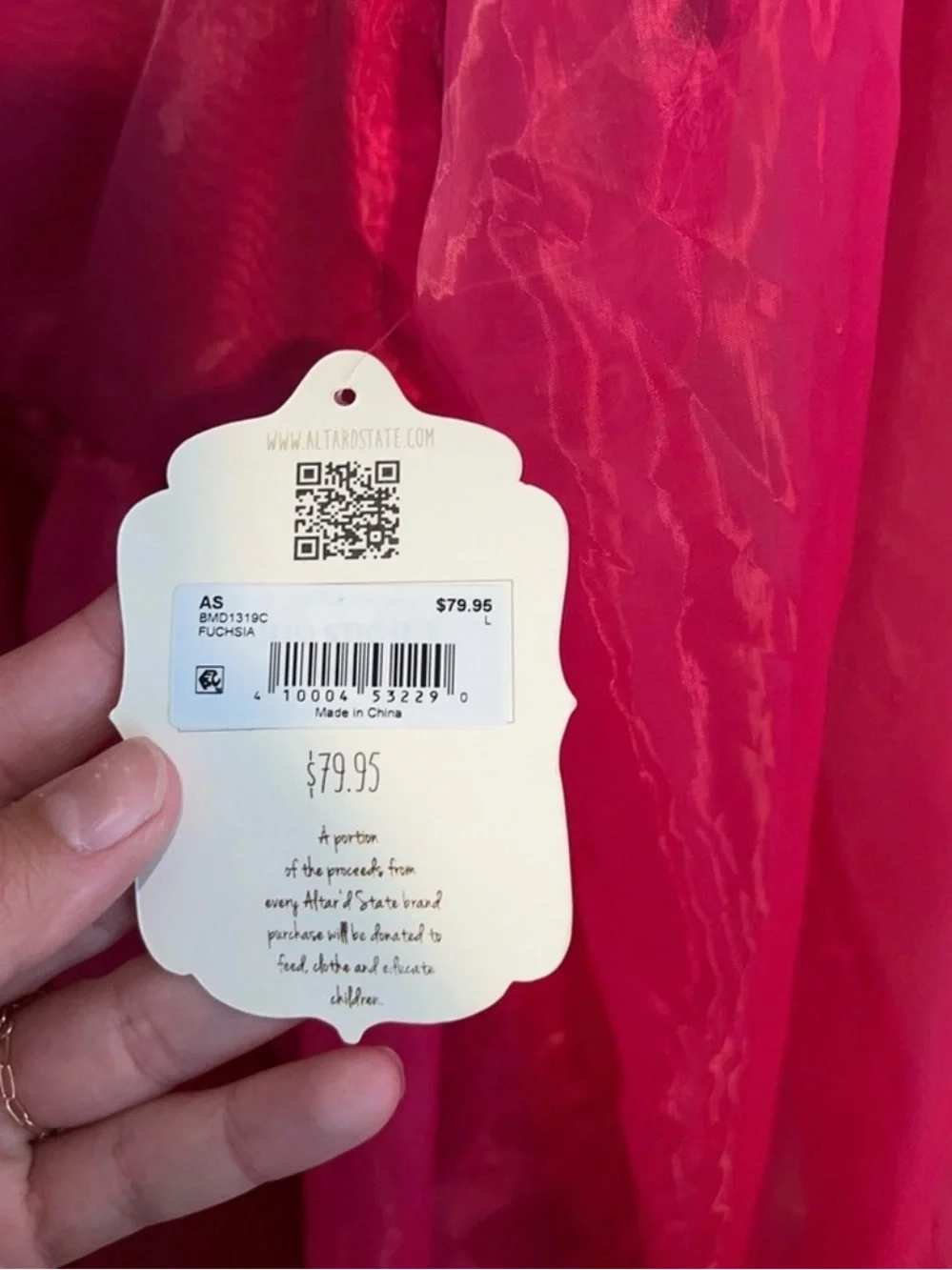 Altar'd State Hot Pink Organza Puff Sleeve Party Dress - Picture 3 of 4